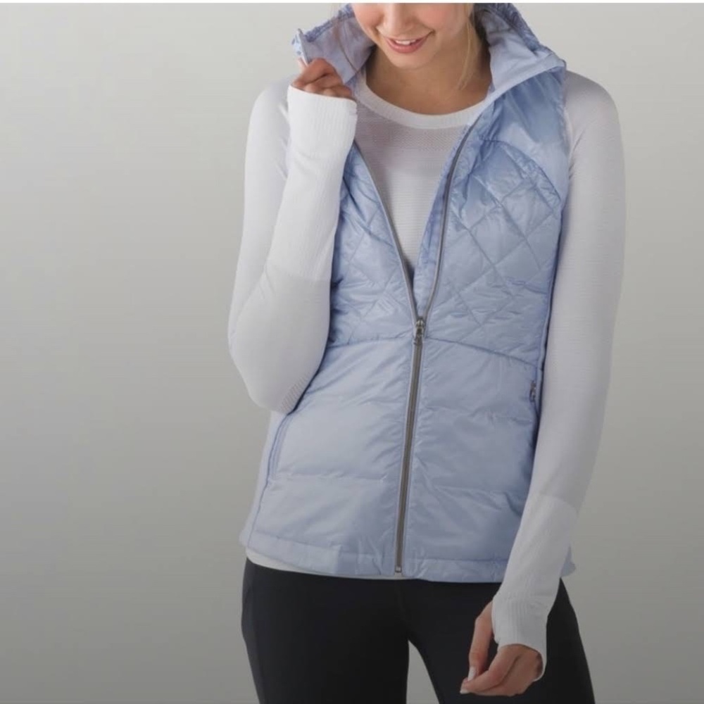 Lululemon Down for a Run Baby Blue Quilted Full Zip Vest Size 6